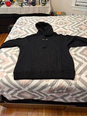 Babylon Mens Black Hooded Pullover Sweatshirt with Small Multicolor Logo
